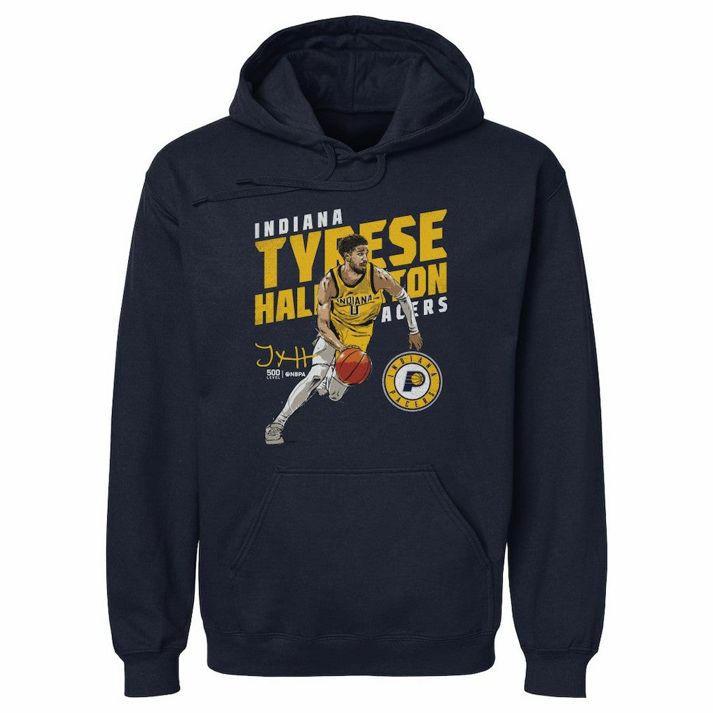 Tyrese Haliburton Indiana Pacers 500 Level Slant Pullover Hoodie Navy