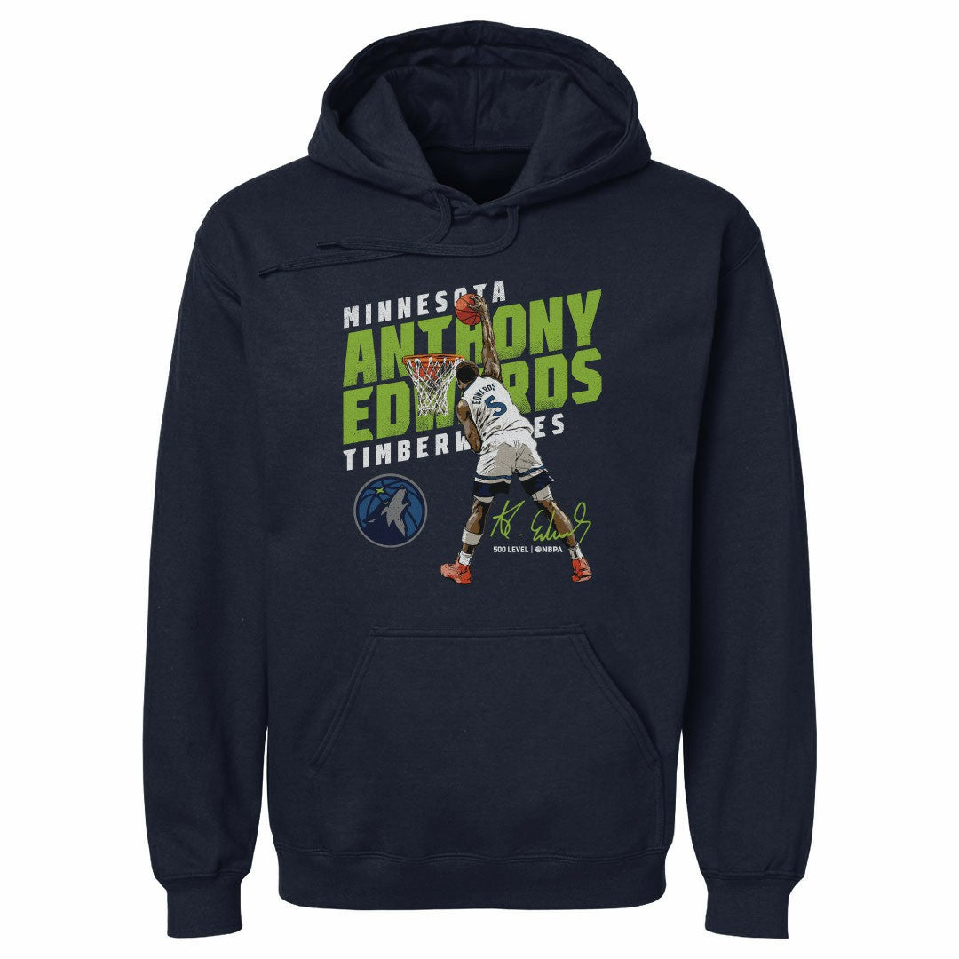 Anthony Edwards Minnesota Timberwolves 500 Level Slant Pullover Hoodie Navy