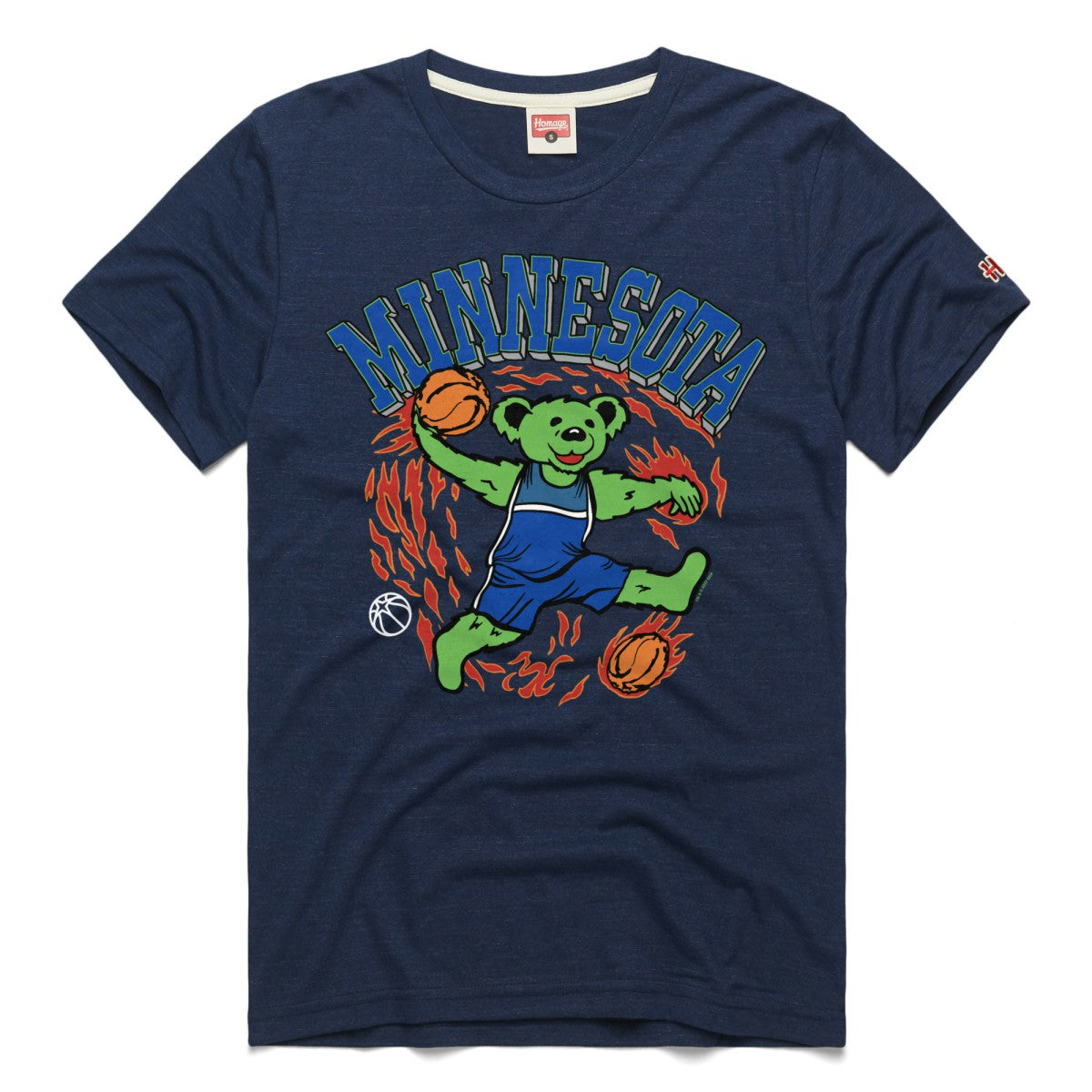 Minnesota Timberwolves Homage Unisex Grateful Dead Tri-Blend T-Shirt Navy