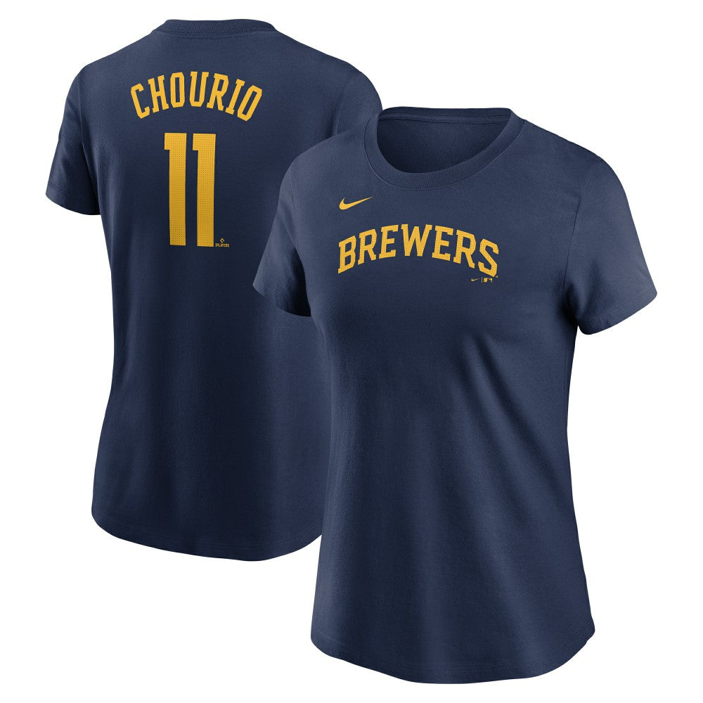 Jackson Chourio Milwaukee Brewers Nike Women's Cooperstown Collection Fuse Name & Number T-Shirt - Navy - Nike Discount