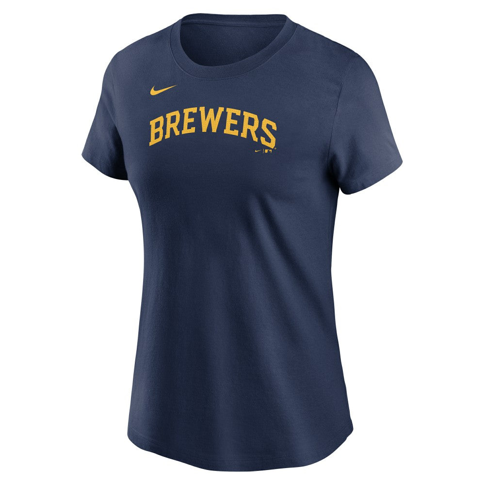 Jackson Chourio Milwaukee Brewers Nike Women's Cooperstown Collection Fuse Name & Number T-Shirt - Navy - Nike Discount