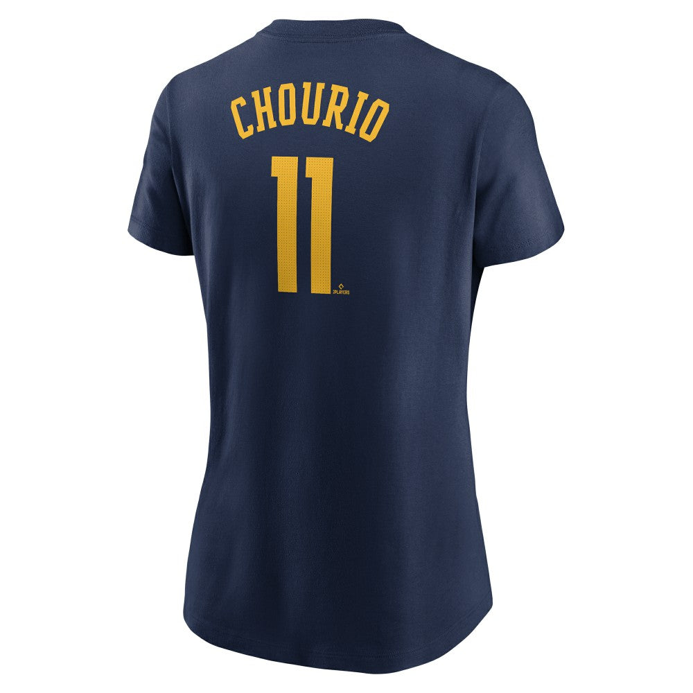 Jackson Chourio Milwaukee Brewers Nike Women's Cooperstown Collection Fuse Name & Number T-Shirt - Navy - Nike Discount