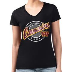 Washington Commanders G-III 4Her by Carl Banks Women's Super-Slim Fit Lightweight Pinstripe Circle V-Neck T-Shirt Black