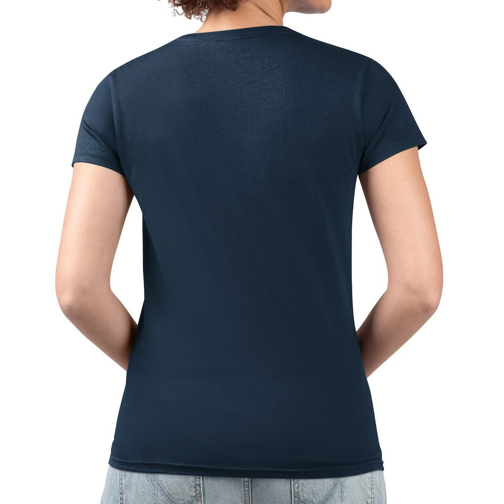 Chicago Bears G-III 4Her by Carl Banks Women's Super-Slim Fit Lightweight Pinstripe Circle V-Neck T-Shirt Navy