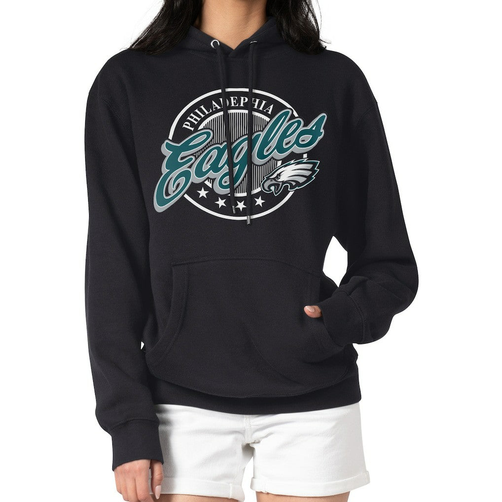 Philadelphia Eagles G-III 4Her by Carl Banks Women's Pinstripe Circle Fleece Pullover Hoodie Black