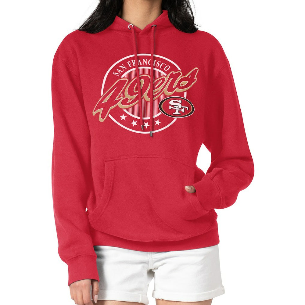 San Francisco 49ers G-III 4Her by Carl Banks Women's Pinstripe Circle Fleece Pullover Hoodie Scarlet