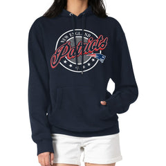 New England Patriots G-III 4Her by Carl Banks Women's Pinstripe Circle Fleece Pullover Hoodie Navy