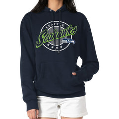 Seattle Seahawks G-III 4Her by Carl Banks Women's Pinstripe Circle Fleece Pullover Hoodie College Navy