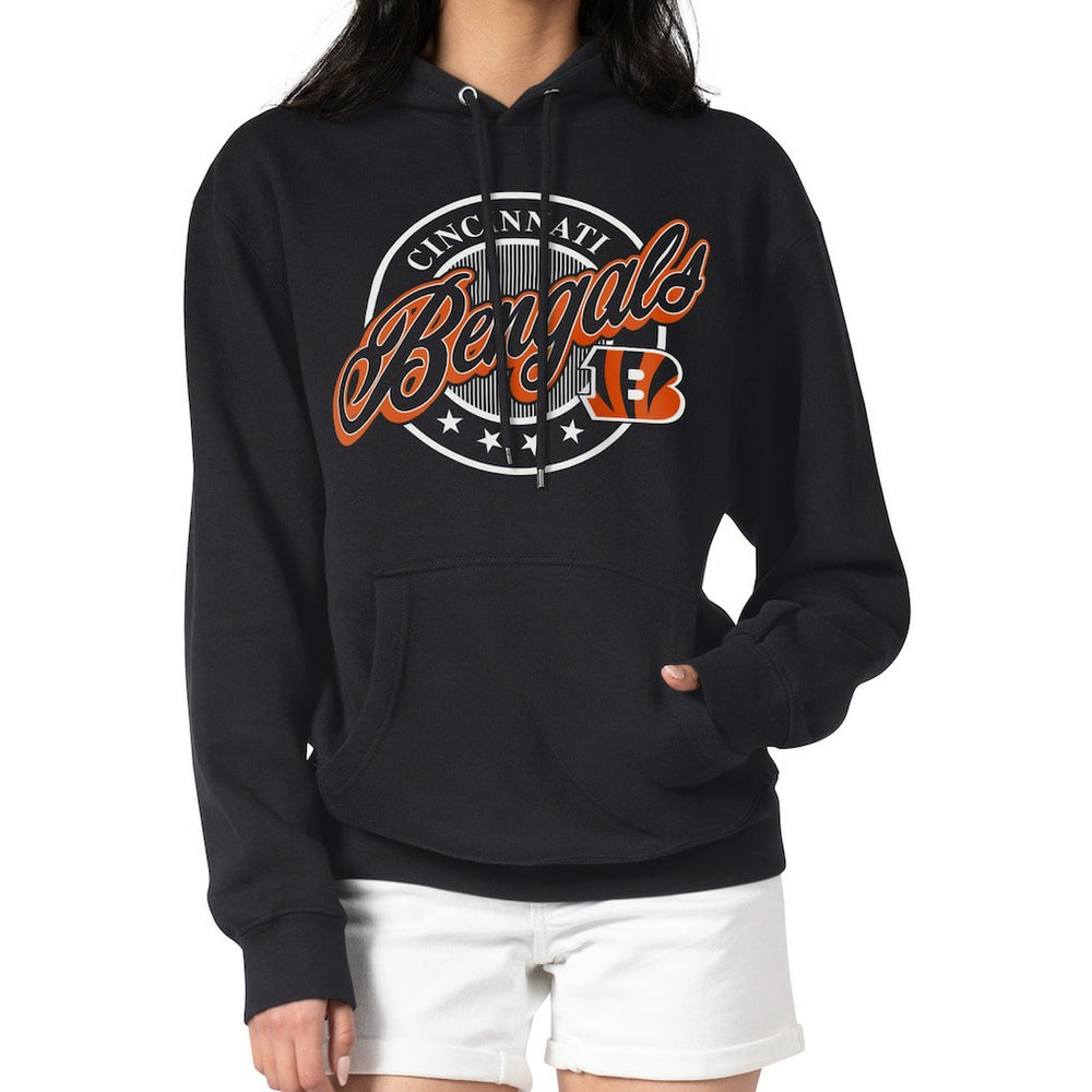 Cincinnati Bengals G-III 4Her by Carl Banks Women's Pinstripe Circle Fleece Pullover Hoodie Black