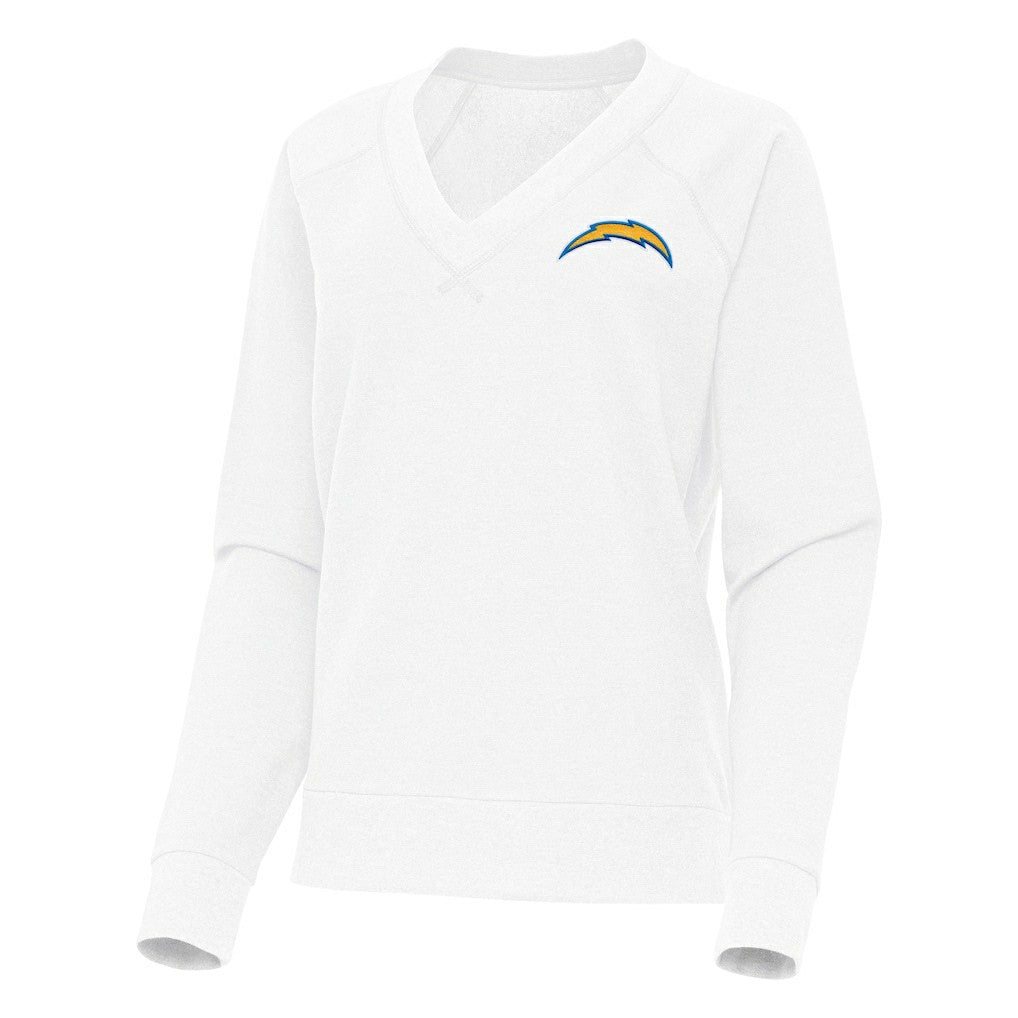 Los Angeles Chargers Antigua Women's Varsity Tri-Blend V-Neck Long Sleeve T-Shirt White