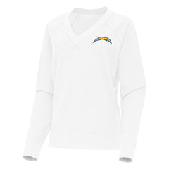 Los Angeles Chargers Antigua Women's Varsity Tri-Blend V-Neck Long Sleeve T-Shirt White