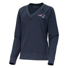 New England Patriots Antigua Women's Varsity Tri-Blend V-Neck Long Sleeve T-Shirt Heather Navy