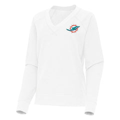 Miami Dolphins Antigua Women's Varsity Tri-Blend V-Neck Long Sleeve T-Shirt White