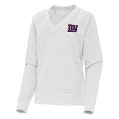 New York Giants Antigua Women's Varsity Tri-Blend V-Neck Long Sleeve T-Shirt Heather Gray