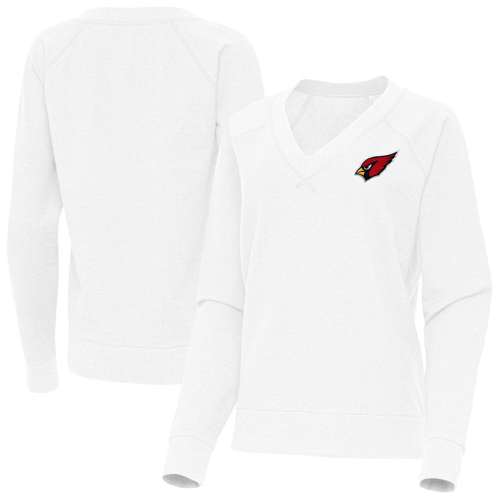 Arizona Cardinals Antigua Women's Varsity Tri-Blend V-Neck Long Sleeve T-Shirt White