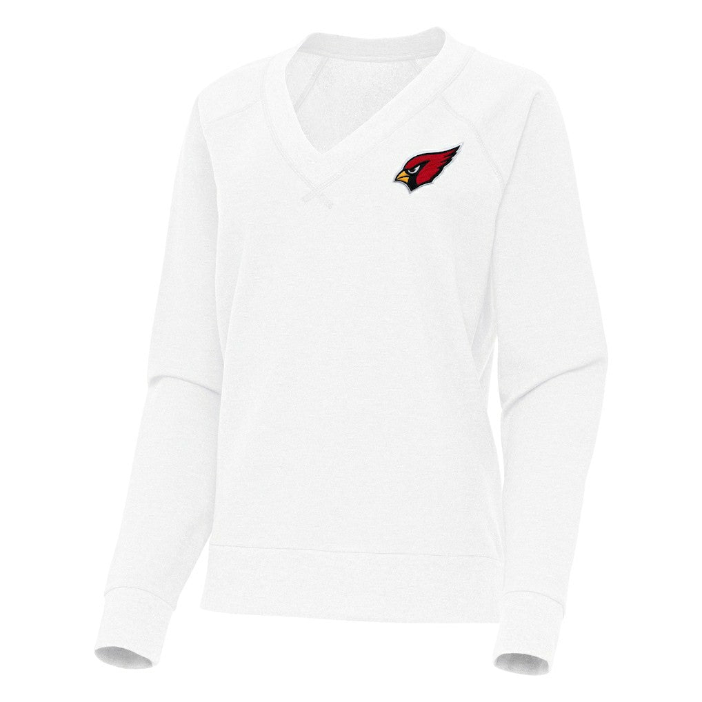 Arizona Cardinals Antigua Women's Varsity Tri-Blend V-Neck Long Sleeve T-Shirt White
