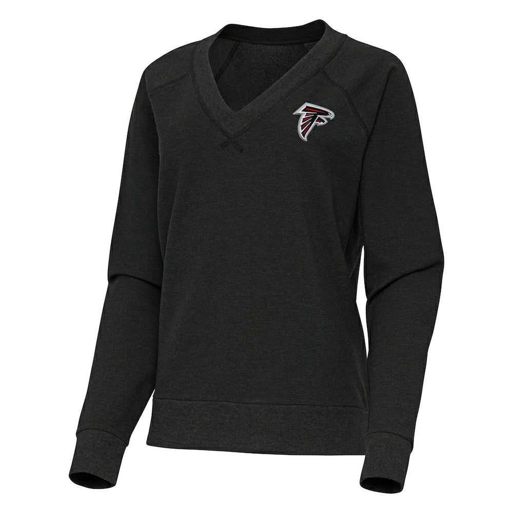 Atlanta Falcons Antigua Women's Varsity Tri-Blend V-Neck Long Sleeve T-Shirt Heather Black