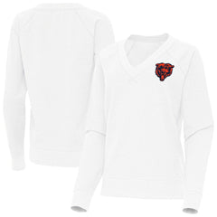 Chicago Bears Antigua Women's Varsity Tri-Blend V-Neck Long Sleeve T-Shirt White