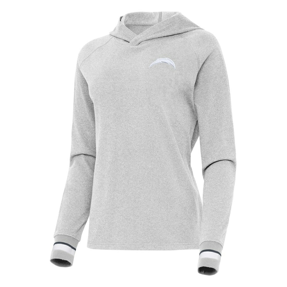 Los Angeles Chargers Antigua Women's Trek Raglan Pullover Hoodie Heather Gray