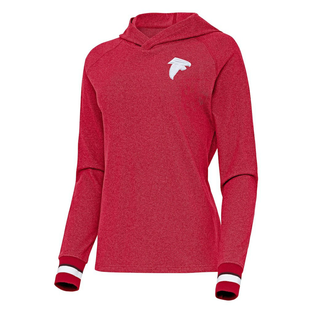 Atlanta Falcons Antigua Women's Trek Raglan Pullover Hoodie Red