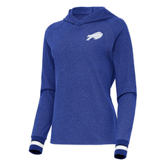 Buffalo Bills Antigua Women's Trek Raglan Pullover Hoodie Heather Royal