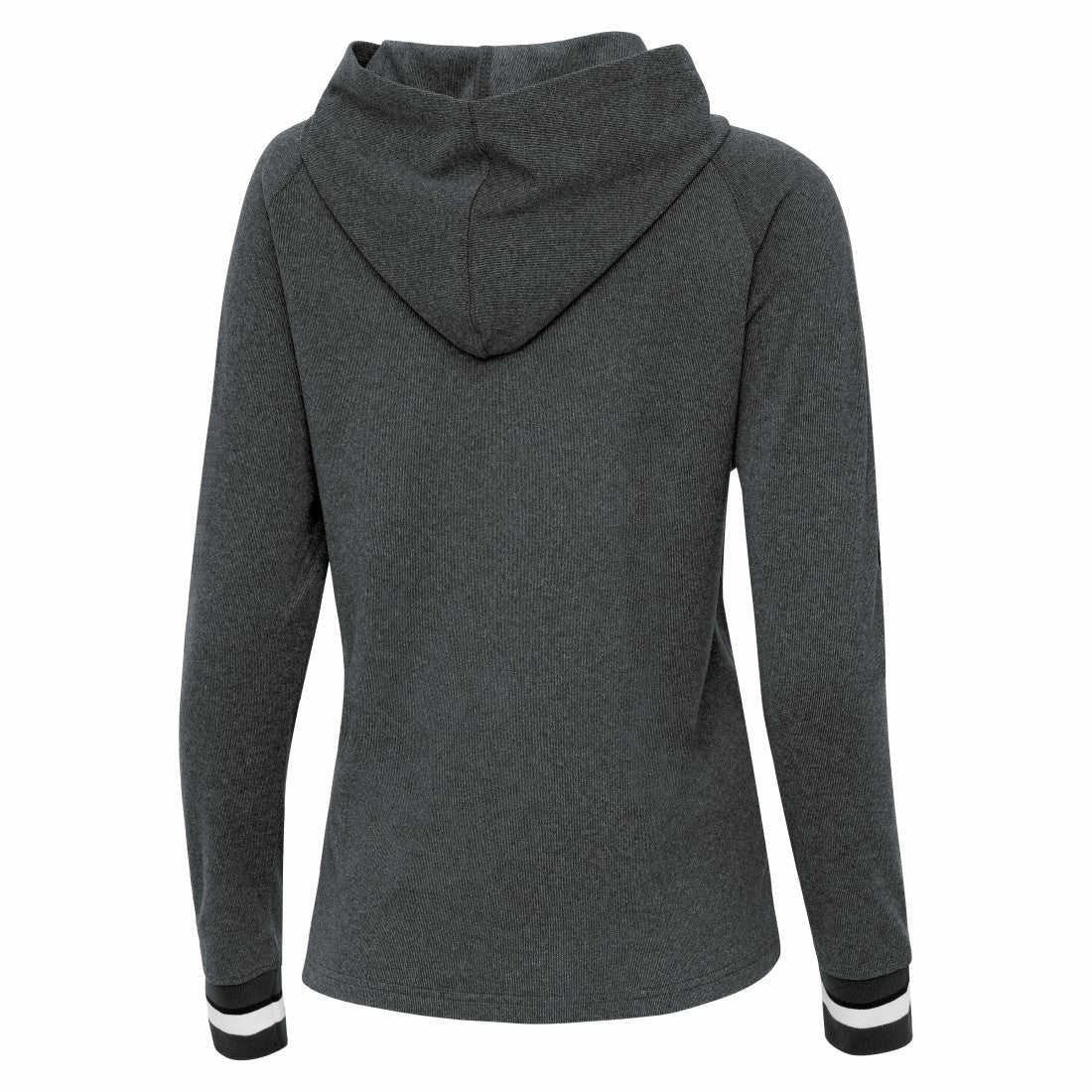 Detroit Lions Antigua Women's Trek Raglan Pullover Hoodie Heather Charcoal