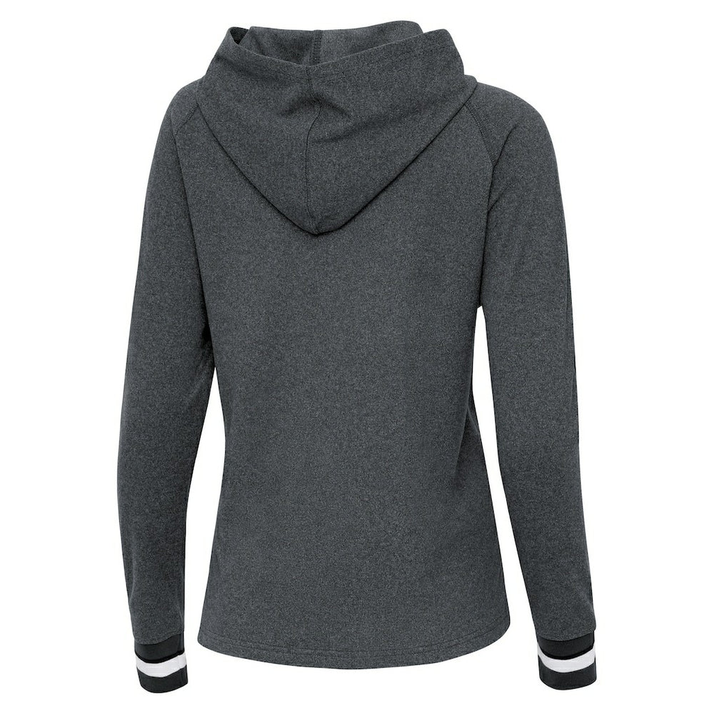 Cleveland Browns Antigua Women's Trek Raglan Pullover Hoodie Heather Charcoal