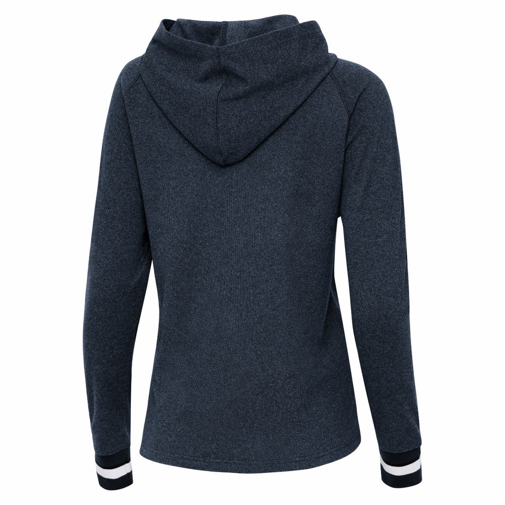 Houston Texans Antigua Women's Trek Raglan Pullover Hoodie Heather Navy