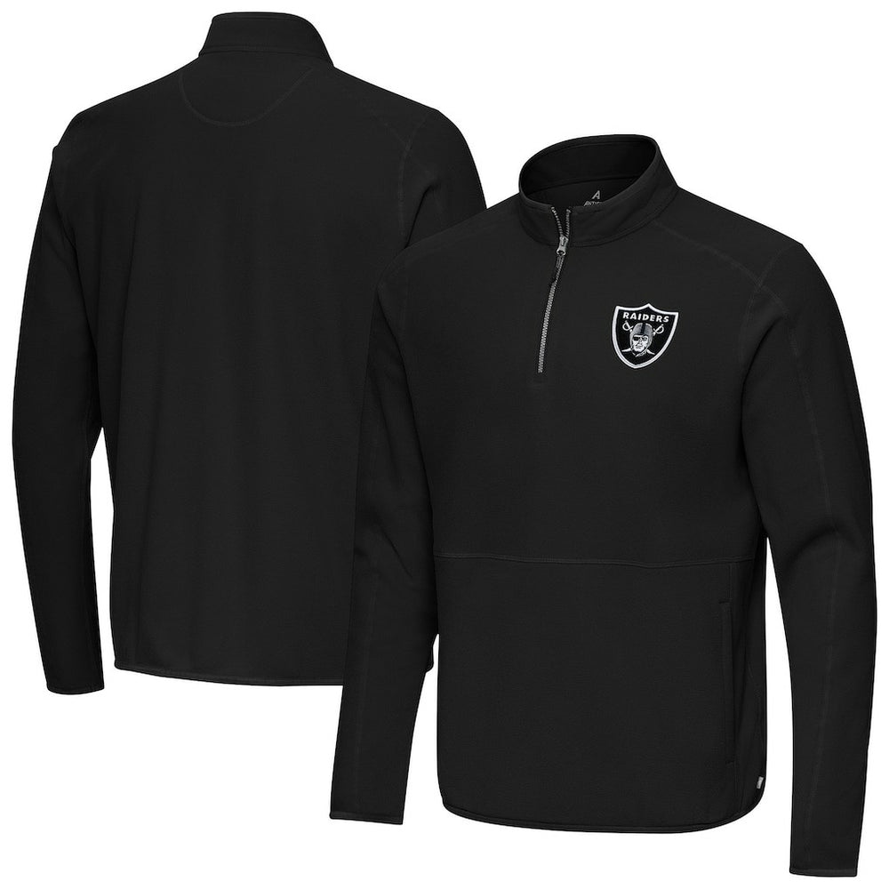 Las Vegas Raiders Antigua Step Up Quarter-Zip Pullover Black