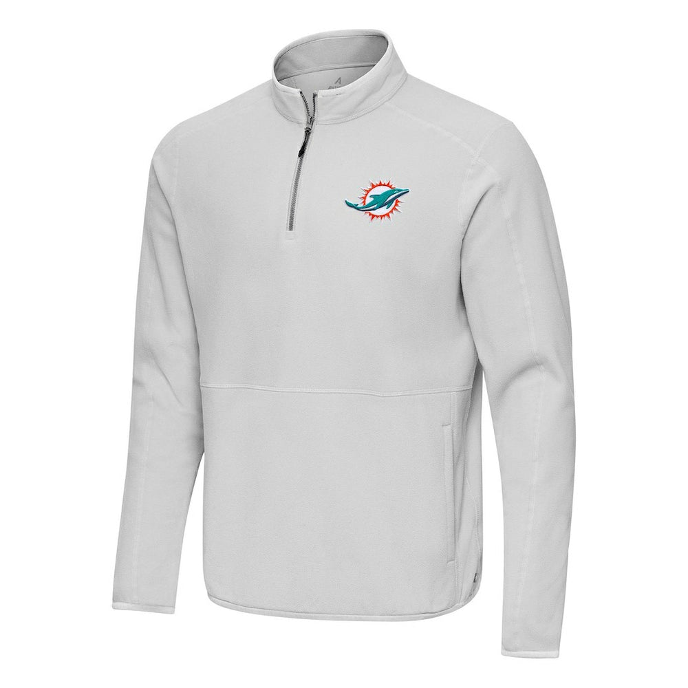 Miami Dolphins Antigua Step Up Quarter-Zip Pullover Gray