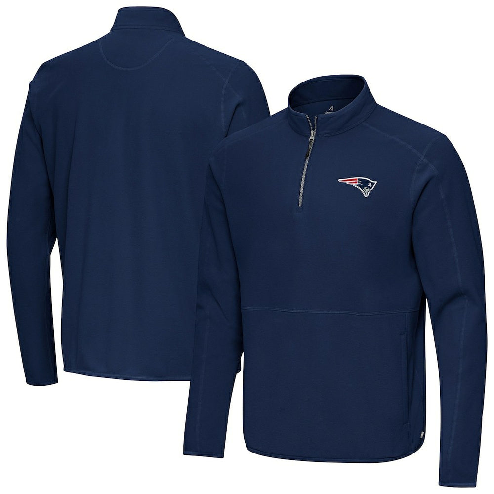 New England Patriots Antigua Step Up Quarter-Zip Pullover Navy