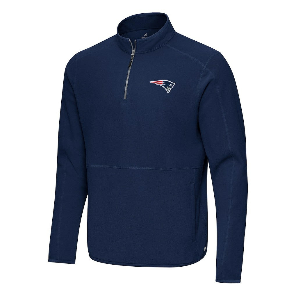 New England Patriots Antigua Step Up Quarter-Zip Pullover Navy