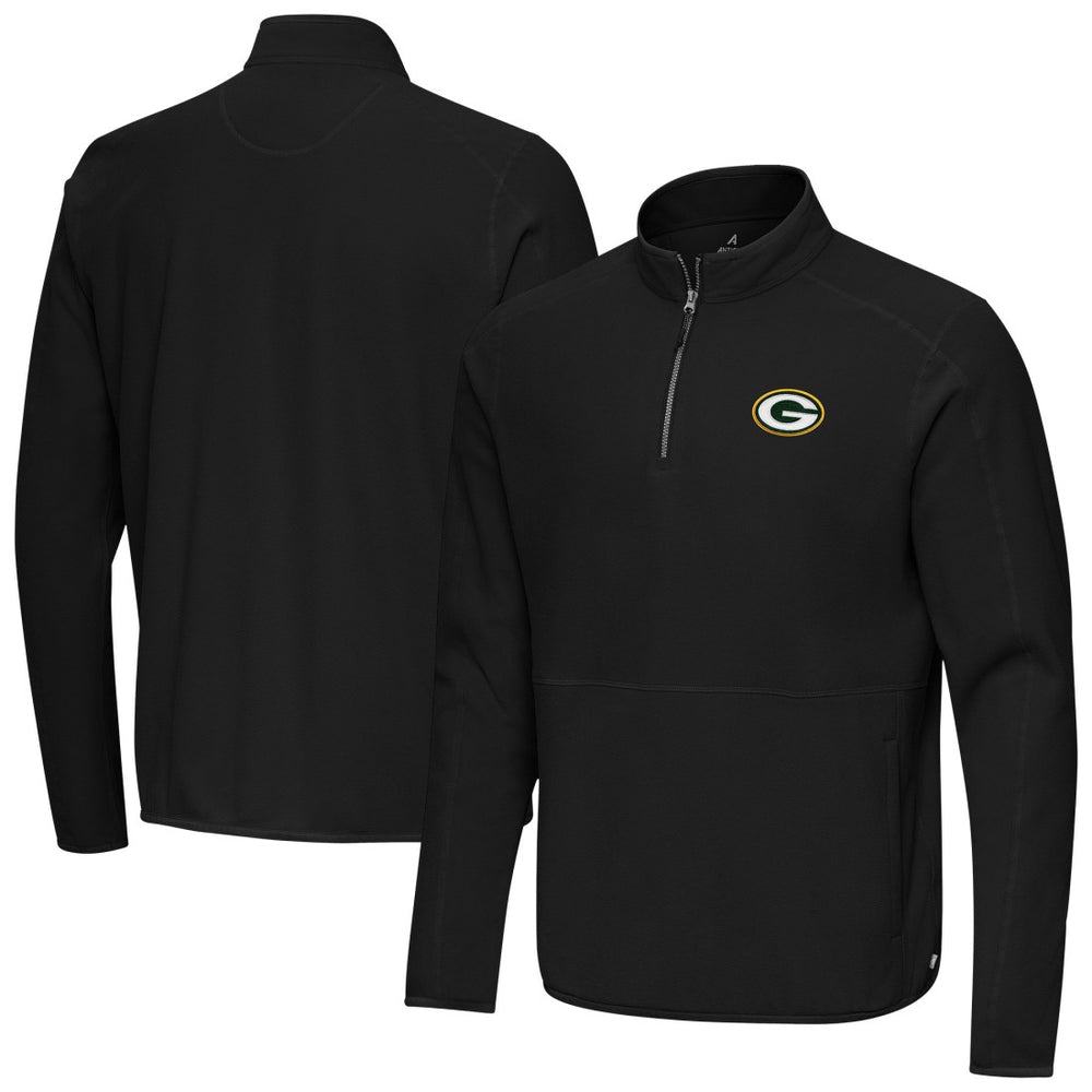 Green Bay Packers Antigua Step Up Quarter-Zip Pullover Black