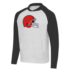 Cleveland Browns Antigua Urgent Raglan Pullover Hoodie Heather Gray/Black