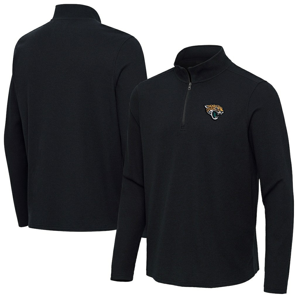 Jacksonville Jaguars Antigua Sync Tri-Blend Quarter-Zip Pullover Heather Black
