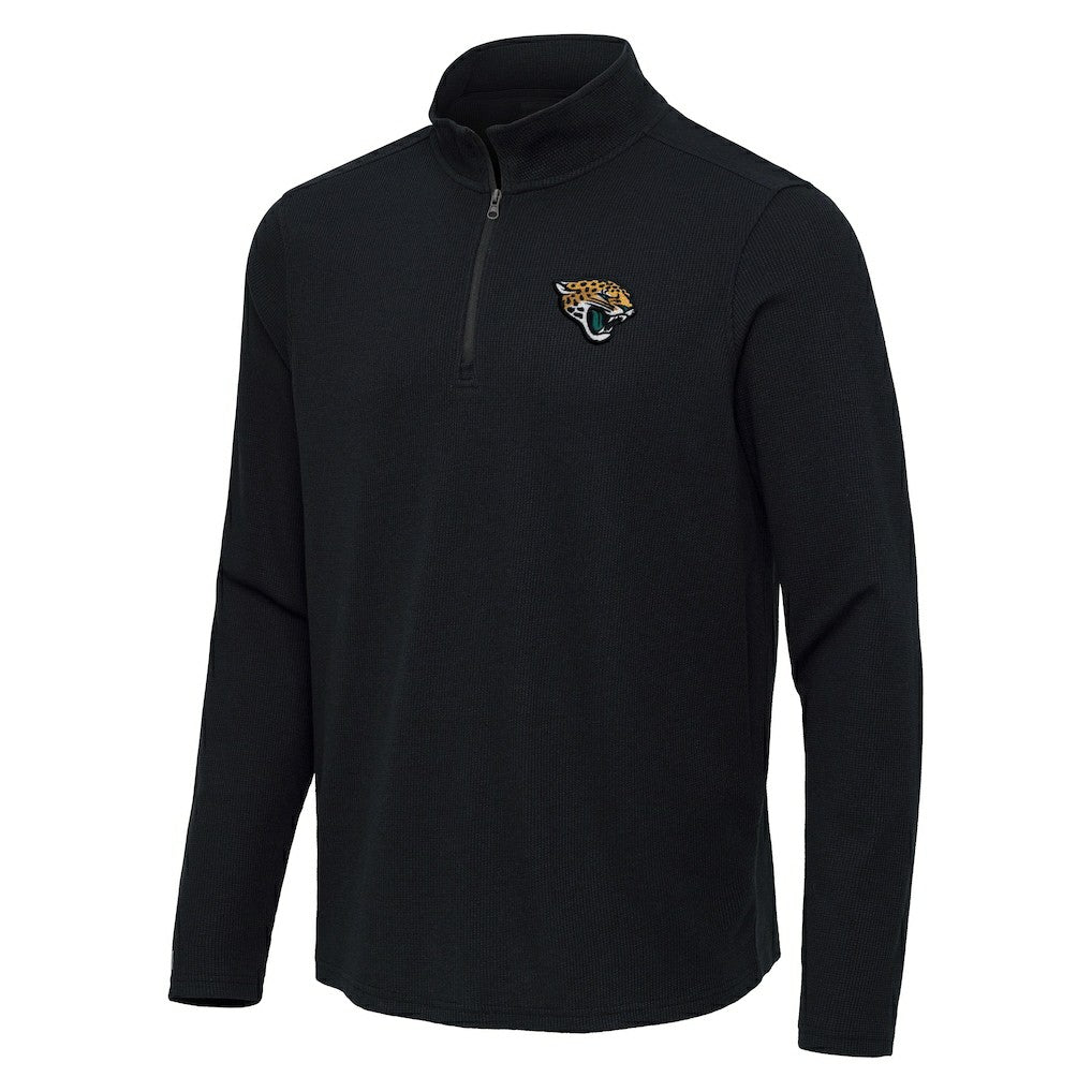 Jacksonville Jaguars Antigua Sync Tri-Blend Quarter-Zip Pullover Heather Black