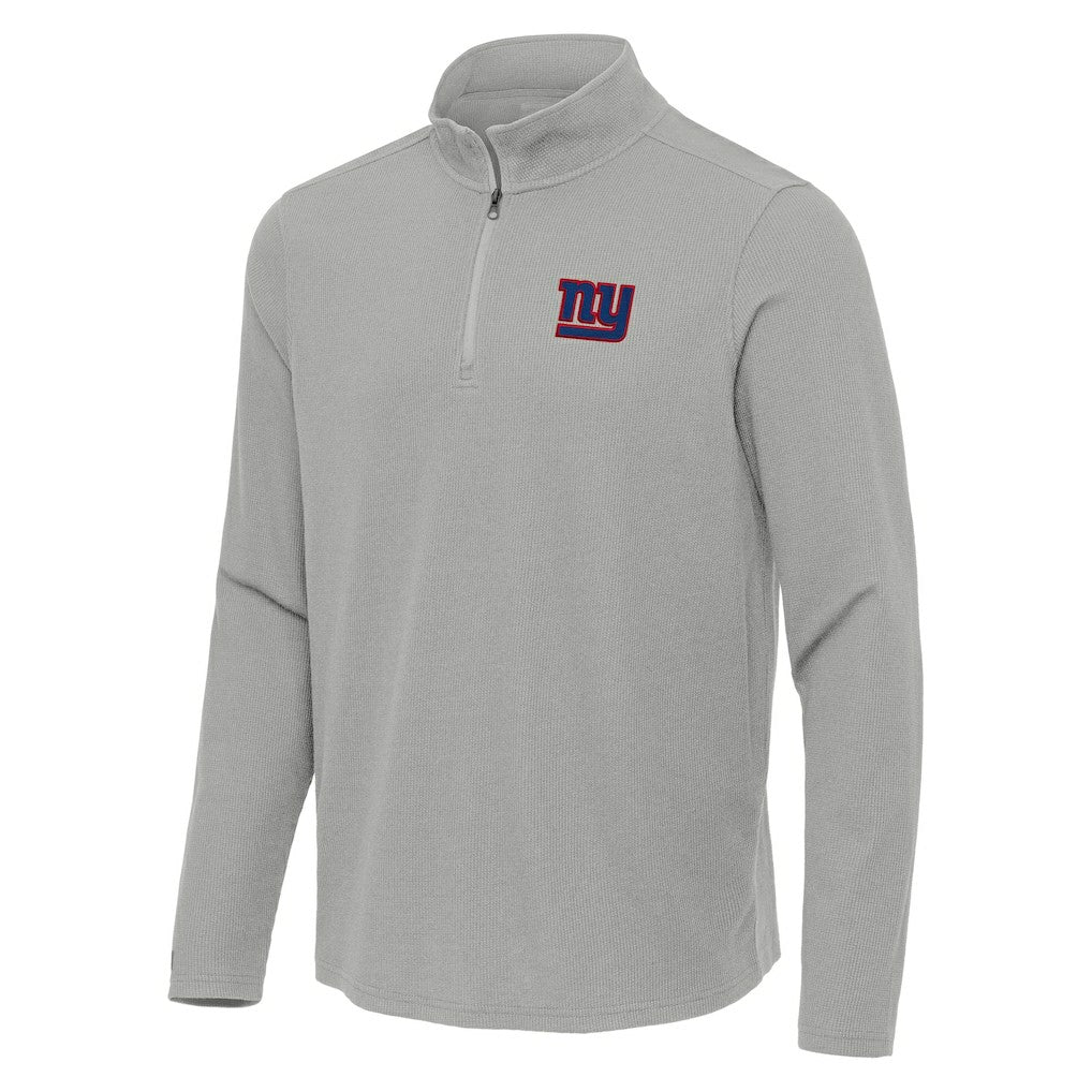 New York Giants Antigua Sync Tri-Blend Quarter-Zip Pullover Heather Gray