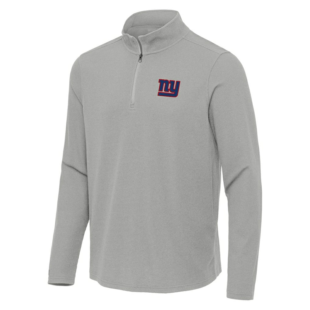 New York Giants Antigua Sync Tri-Blend Quarter-Zip Pullover Heather Gray