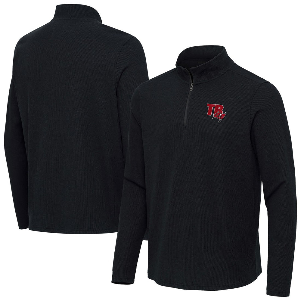 Tampa Bay Buccaneers Antigua Sync Tri-Blend Quarter-Zip Pullover Heather Black