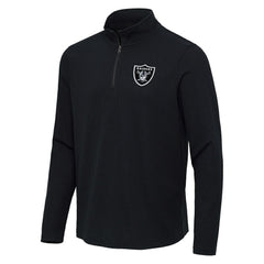 Las Vegas Raiders Antigua Sync Tri-Blend Quarter-Zip Pullover Heather Black