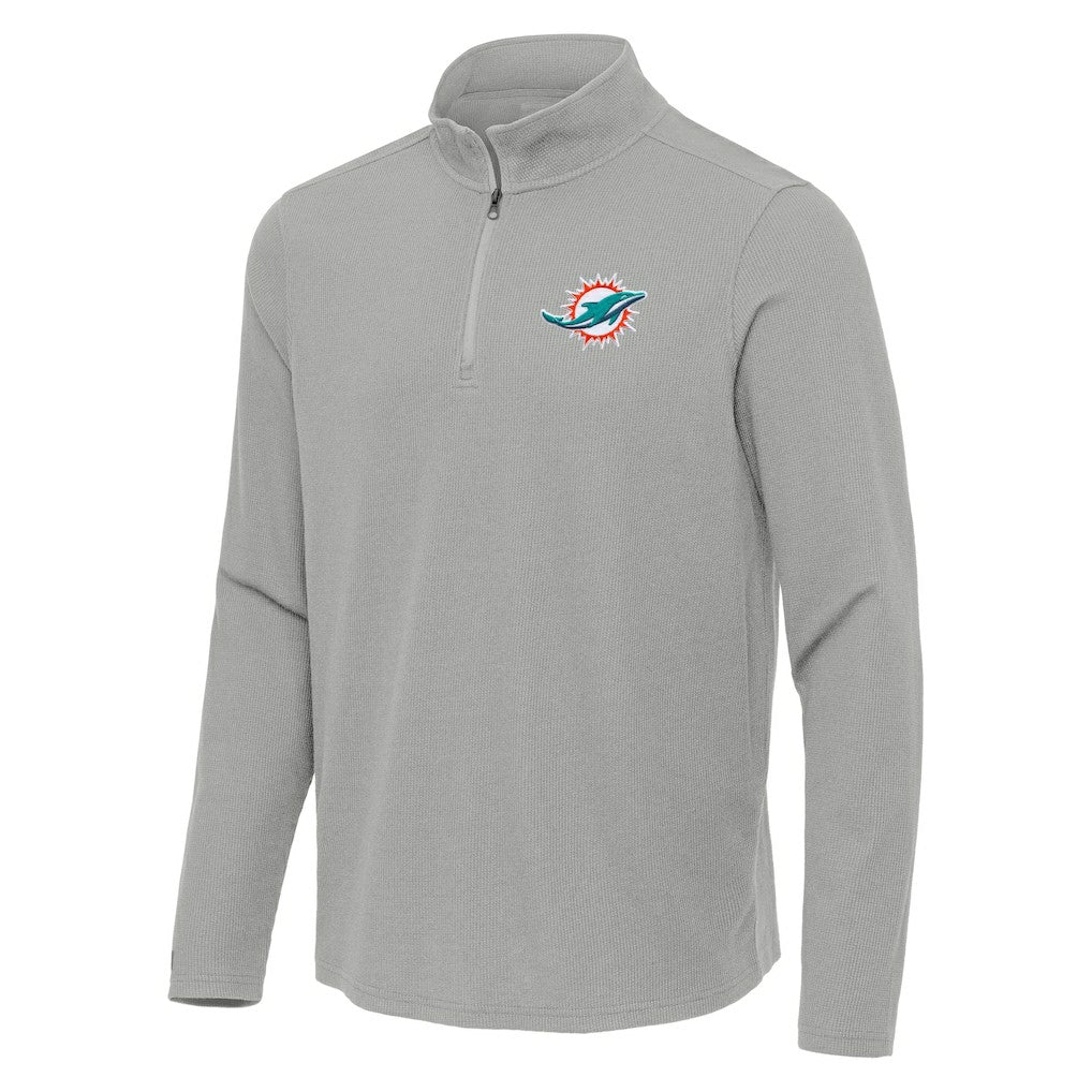 Miami Dolphins Antigua Sync Tri-Blend Quarter-Zip Pullover Heather Gray