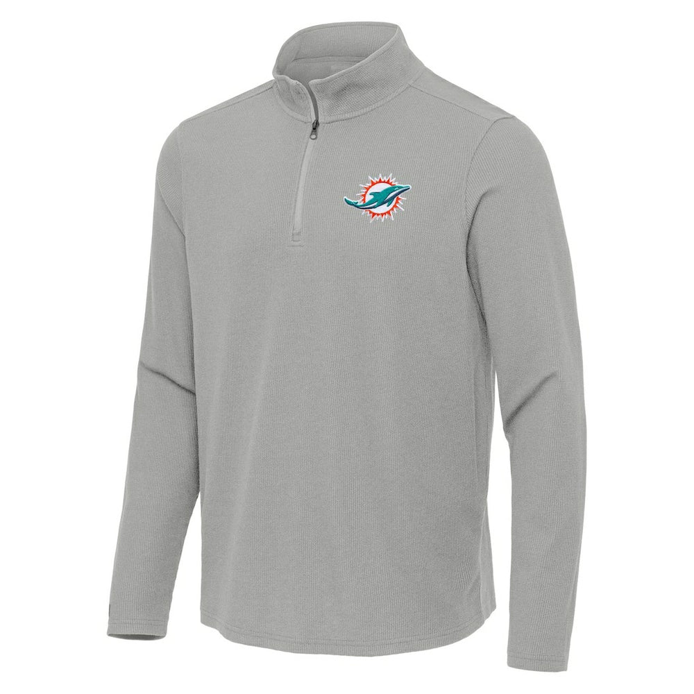 Miami Dolphins Antigua Sync Tri-Blend Quarter-Zip Pullover Heather Gray