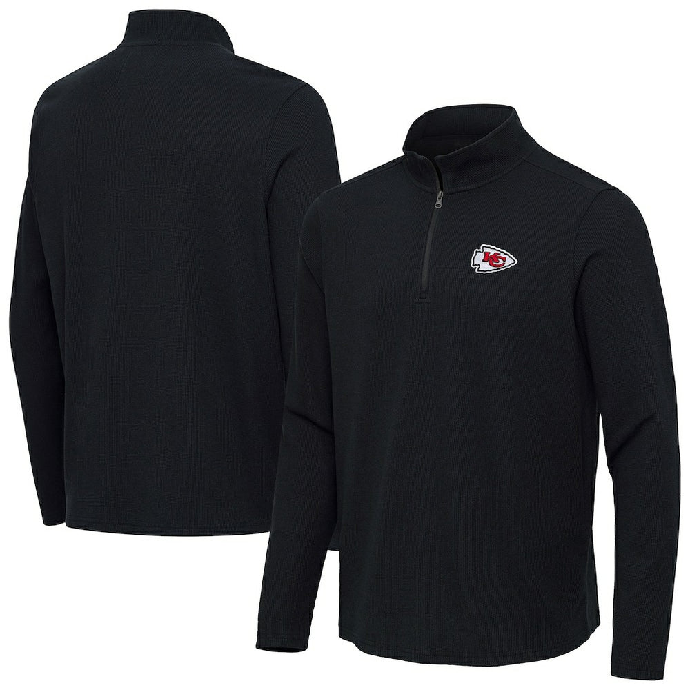 Kansas City Chiefs Antigua Sync Tri-Blend Quarter-Zip Pullover Heather Black