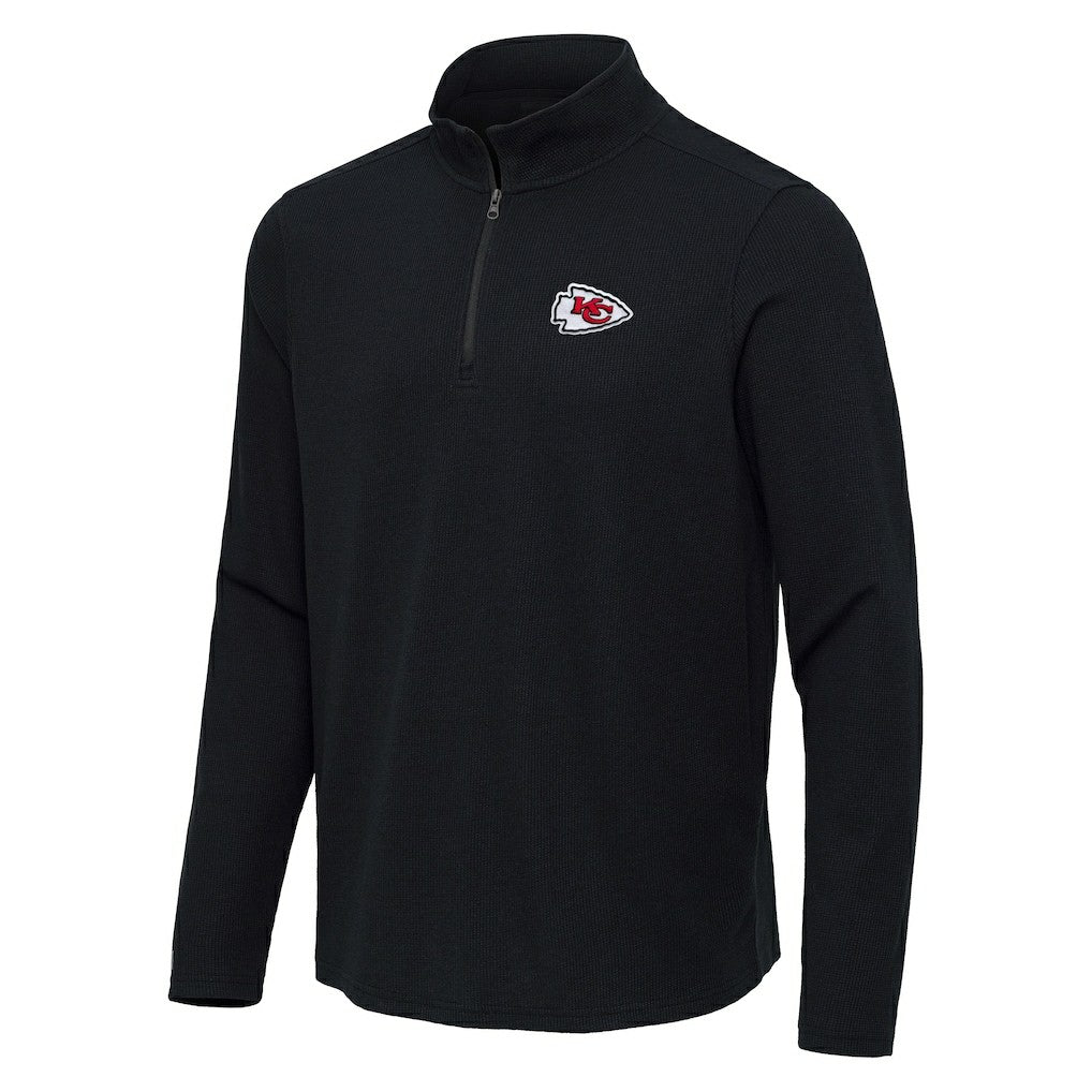 Kansas City Chiefs Antigua Sync Tri-Blend Quarter-Zip Pullover Heather Black