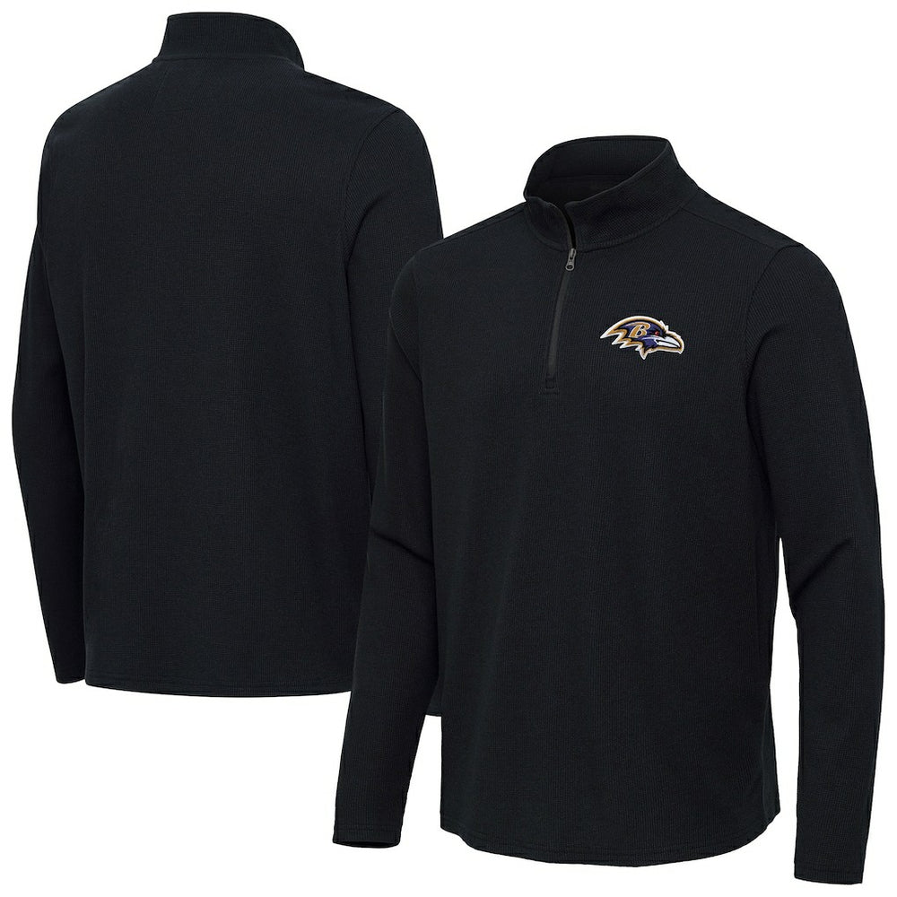 Baltimore Ravens Antigua Sync Tri-Blend Quarter-Zip Pullover Heather Black