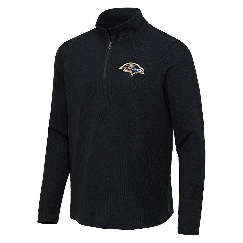 Baltimore Ravens Antigua Sync Tri-Blend Quarter-Zip Pullover Heather Black