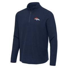 Denver Broncos Antigua Sync Tri-Blend Quarter-Zip Pullover Heather Navy