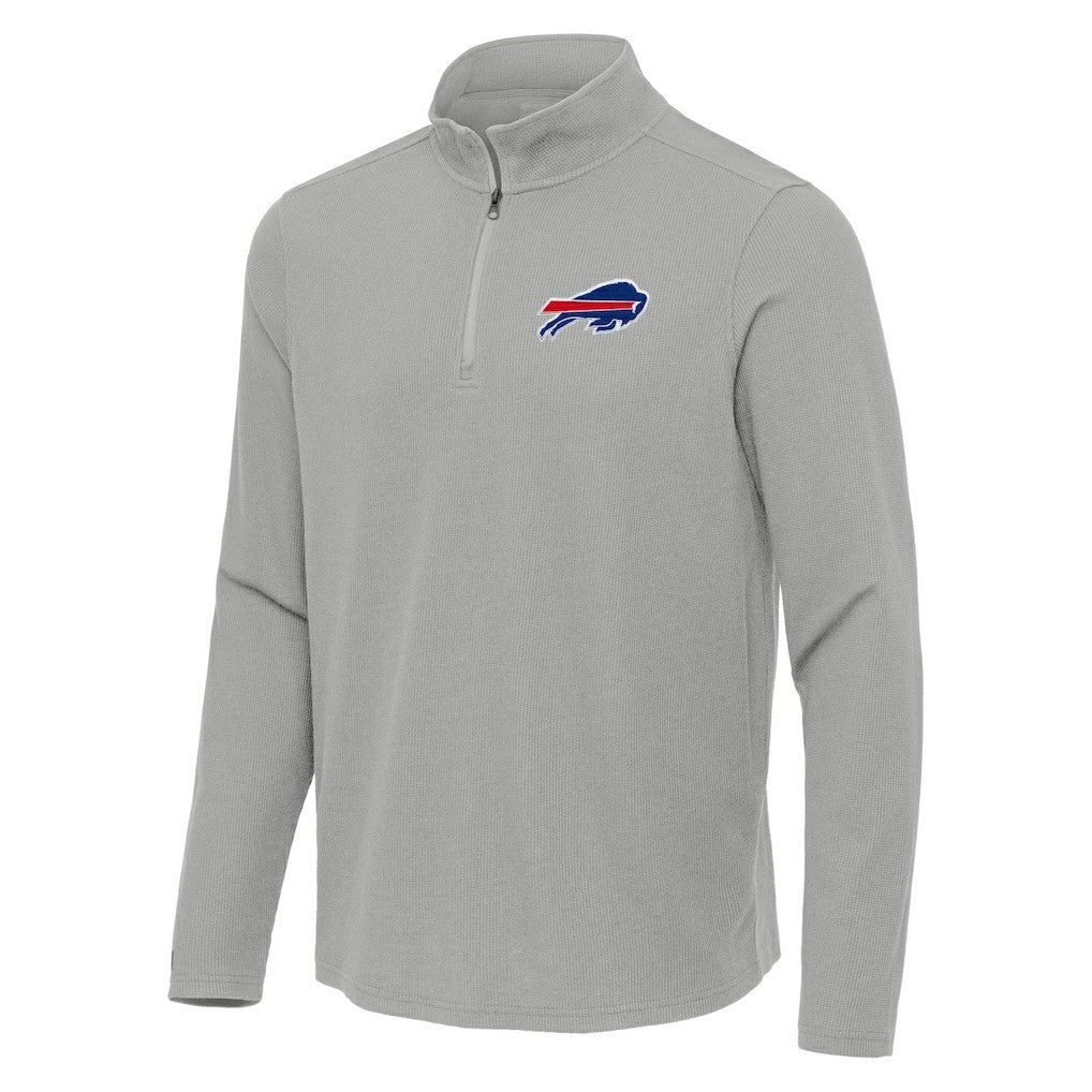 Buffalo Bills Antigua Sync Tri-Blend Quarter-Zip Pullover Heather Gray