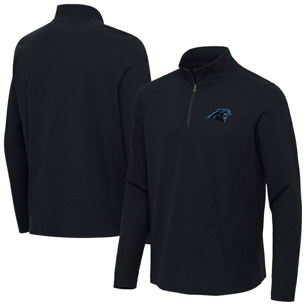 Carolina Panthers Antigua Sync Tri-Blend Quarter-Zip Pullover Heather Black