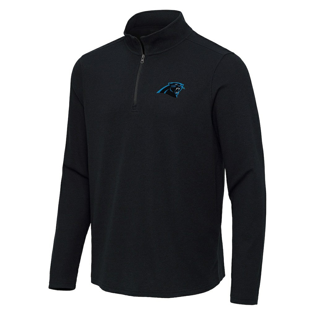 Carolina Panthers Antigua Sync Tri-Blend Quarter-Zip Pullover Heather Black